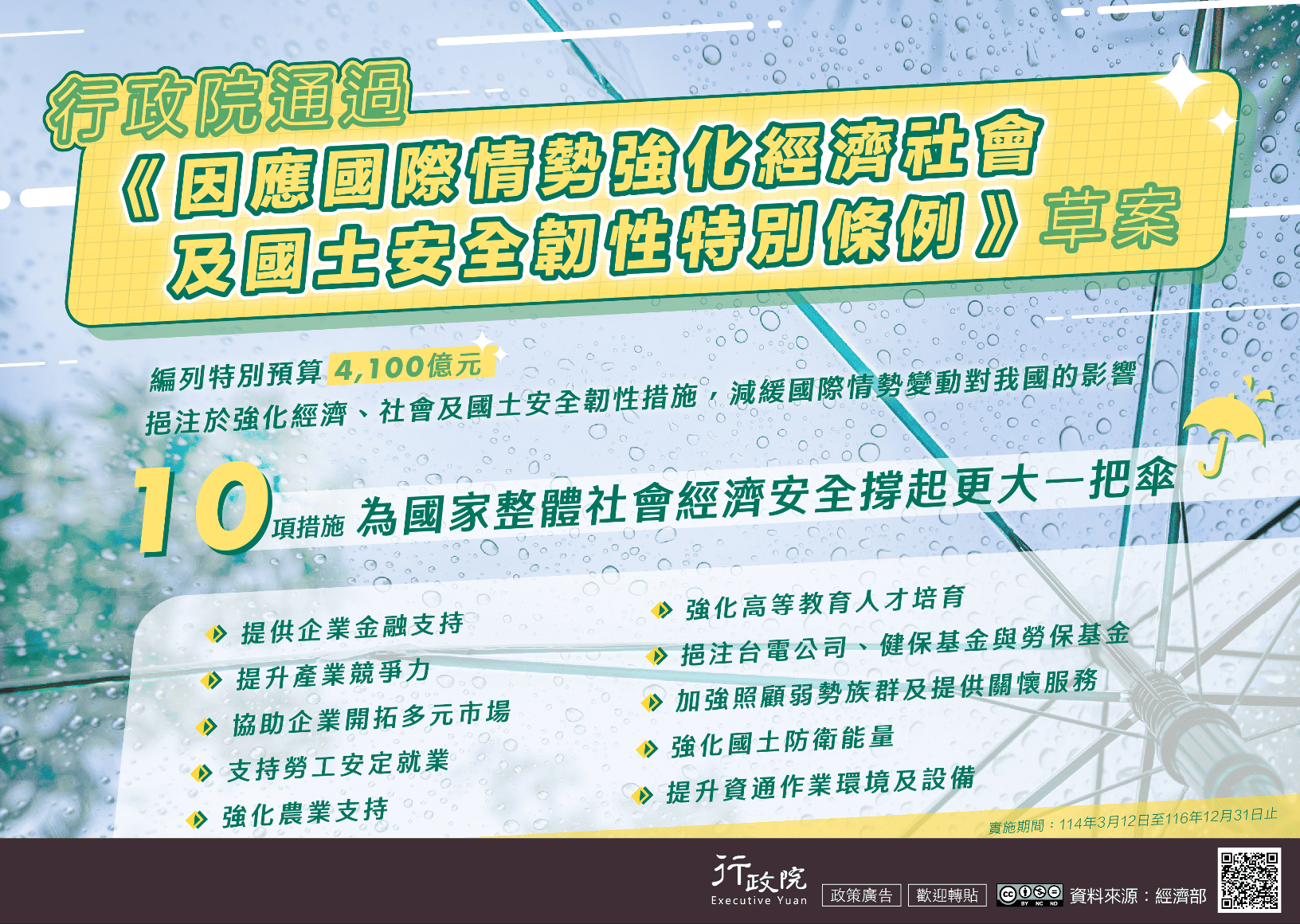 （政策宣導）因應國際情勢強化經濟社會及國土安全韌性特別條例草案