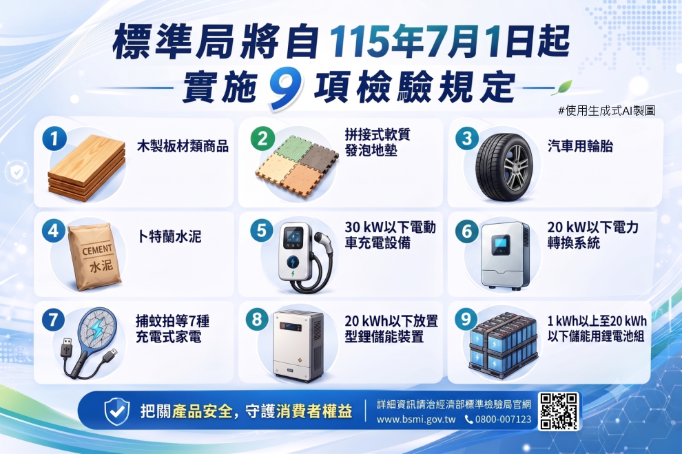 標準局將自115年7月1日起實施「電動車充電設備」等9項商品檢驗規定 強化商品安全.png