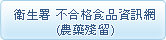 衛生署 不合格食品資訊網(農藥殘留)