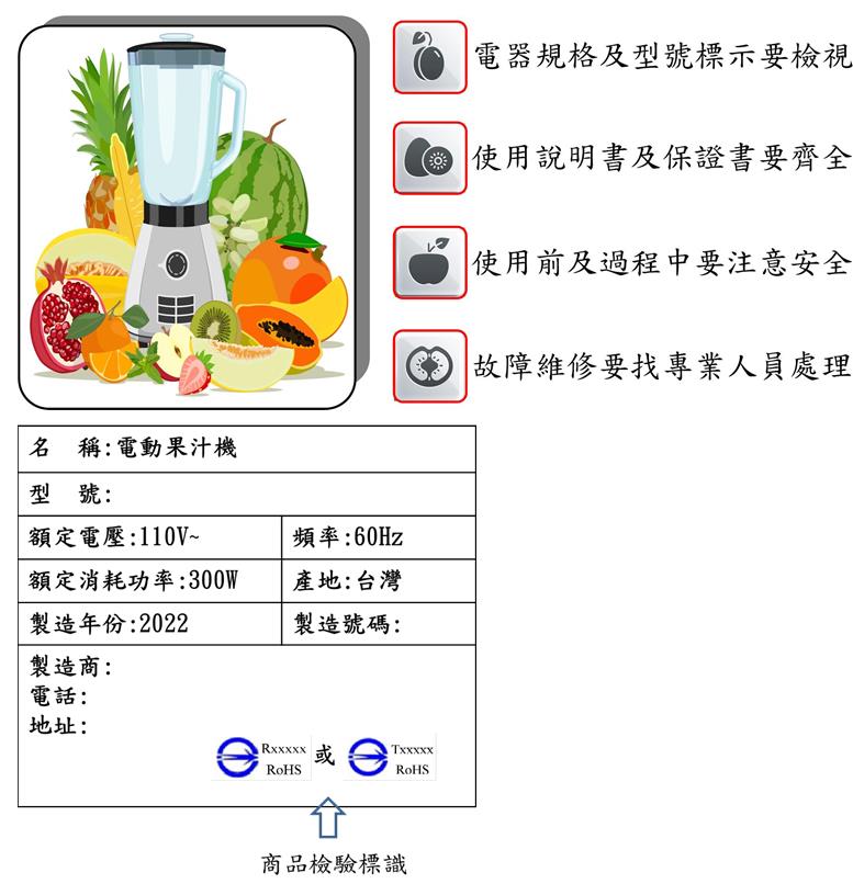 如何選購及使用電動果汁機,標準檢驗局臺南分局提供消費者實用小技巧!.jpg 如何選購及使用電動果汁機,標準檢驗局臺南分局提供消費者實用小技巧!.jpg