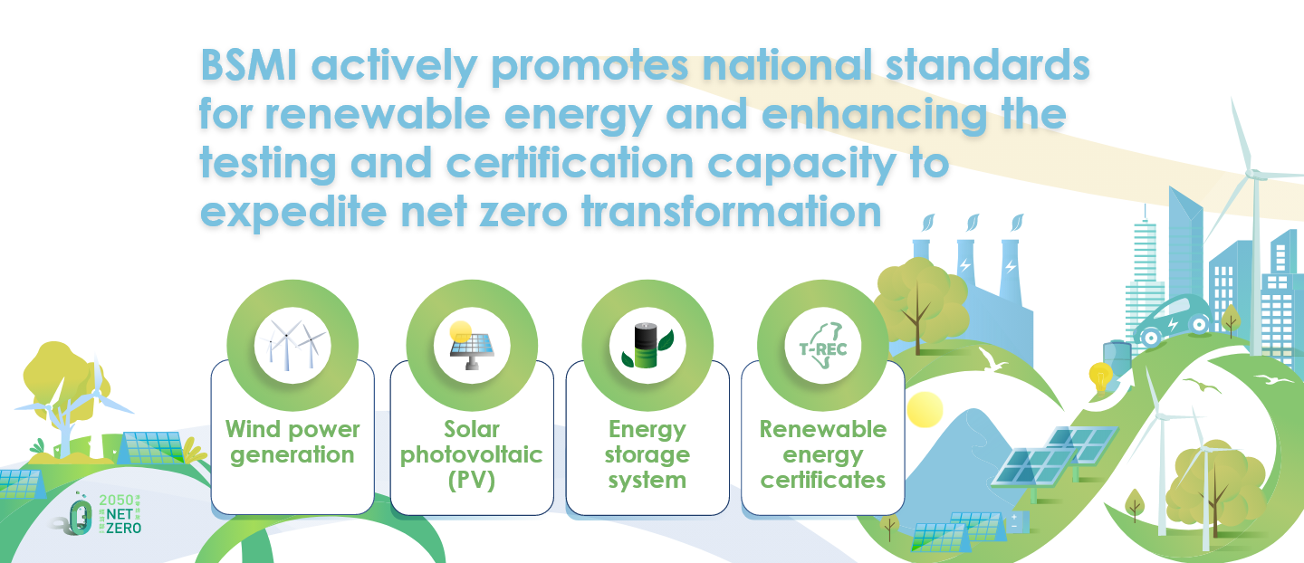 BSMI actively promotes national standards for renewable energy and enhancing the testing and certification capacity to expedite net zero transformation